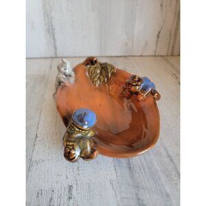 Ceramic Halloween fall scarecrow ghost trinket tray dish